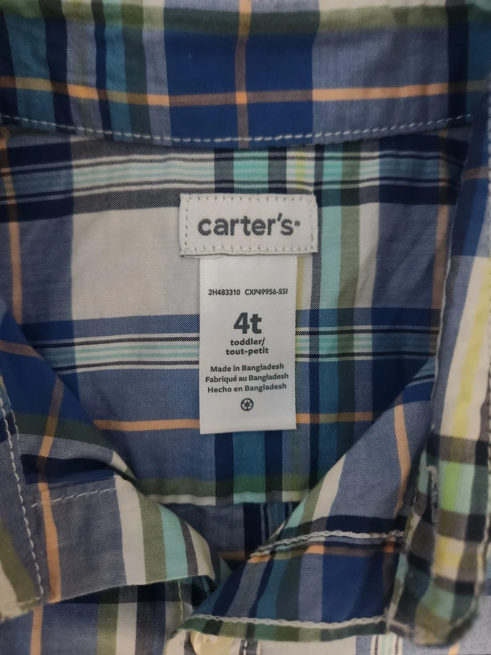 3-Set Boys Casual Shirts - Plaid Blue, Mint Green & Light Blue